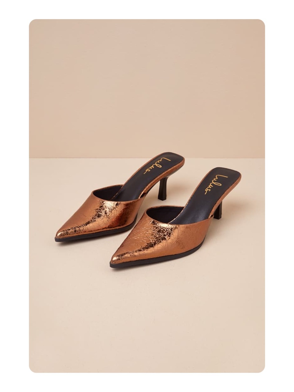 ★ Lulu’s NWOT Gerralynn Bronze Distressed Pointed-Toe Low Heel Mule Pumps 10 ★